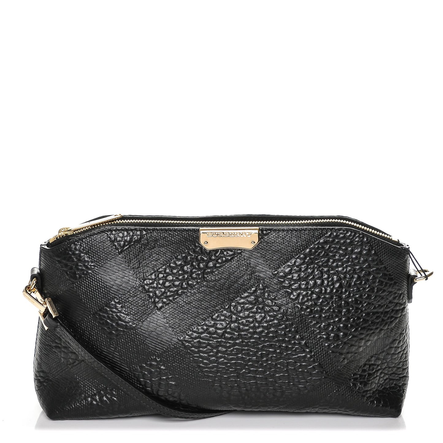 Signature Grain Calfskin Check Embossed Small Chichester Crossbody Clutch Bag Black