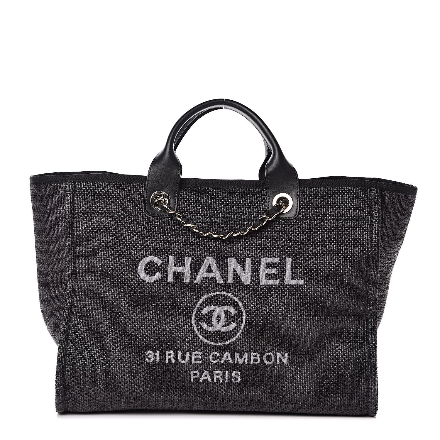 Chanel Woven Straw Raffia Large Deauville Tote Black 1 of 11