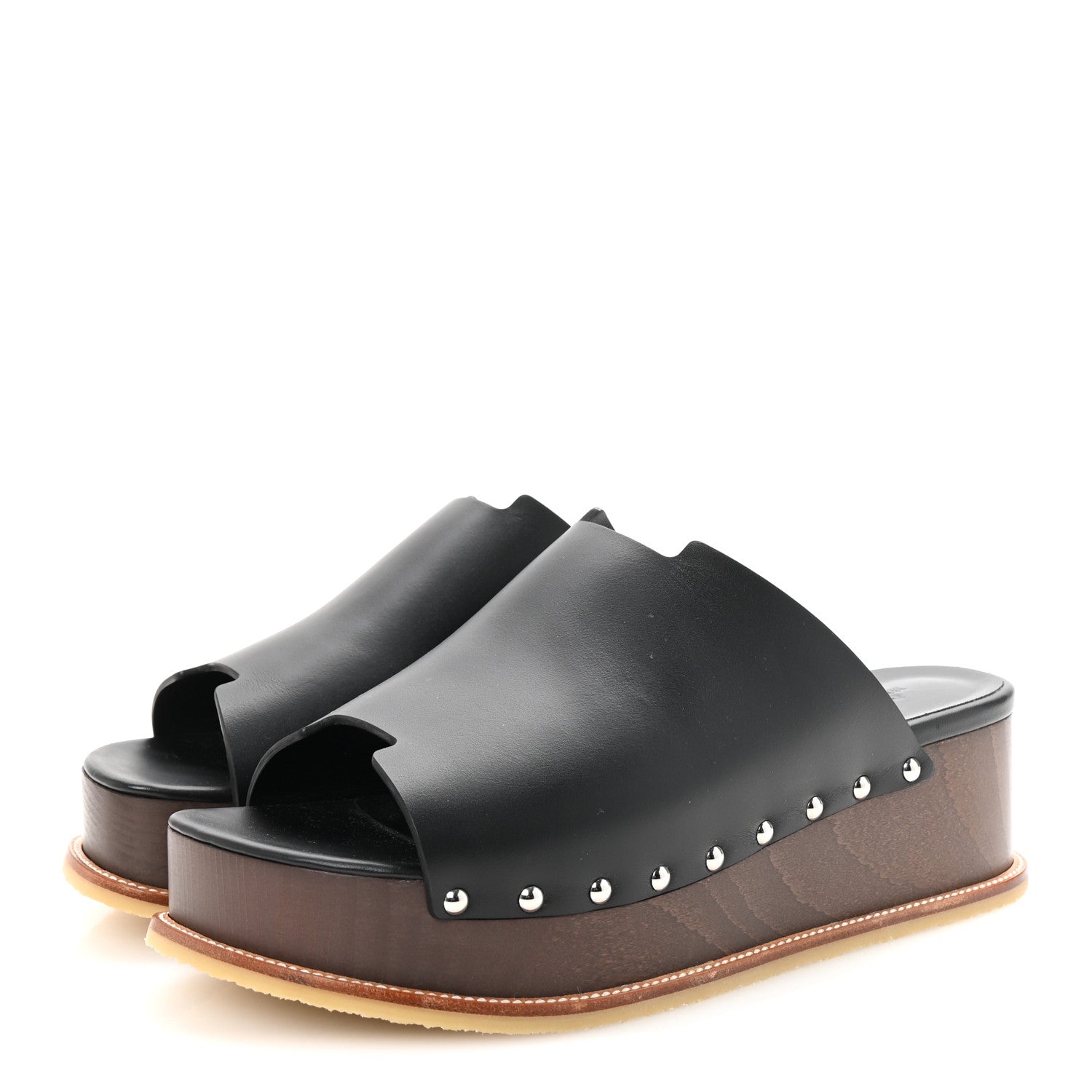 Hermes Calfskin Ellipse Sandals 40 Black 4 of 9