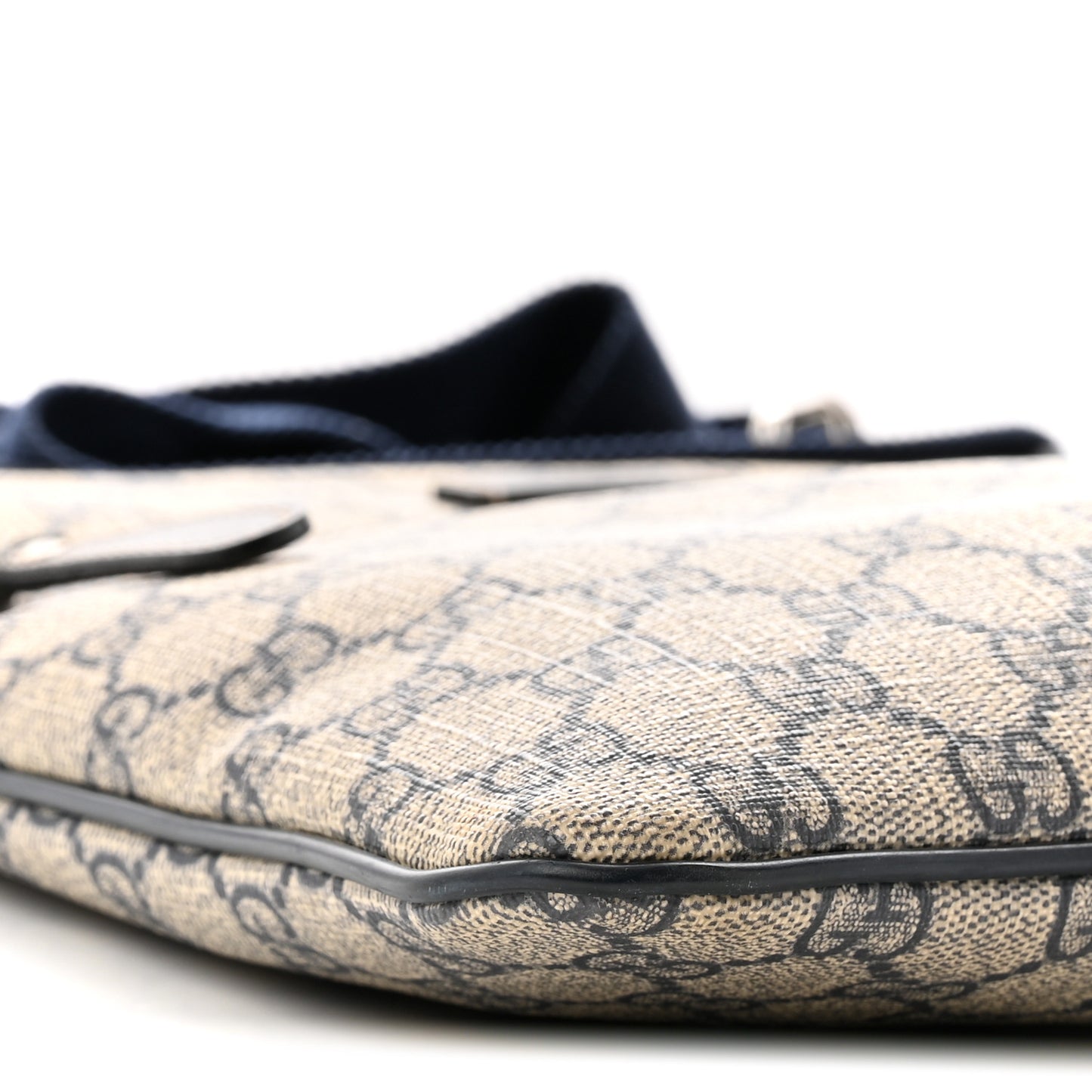 GG Supreme Monogram Small Flat Side Zip Messenger Bag Beige Blue