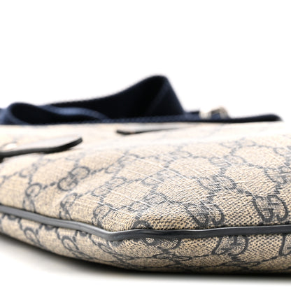 Gucci GG Supreme Monogram Small Flat Side Zip Messenger Bag Beige Blue 9 of 12