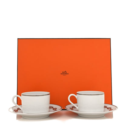 Hermes Porcelain Platinum Chaine d'Ancre Tea Cup and Saucer Set of 2 11 of 11