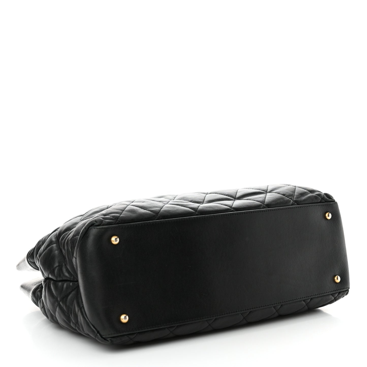 Calfskin Quilted Large Soft Elegance Tote Black
