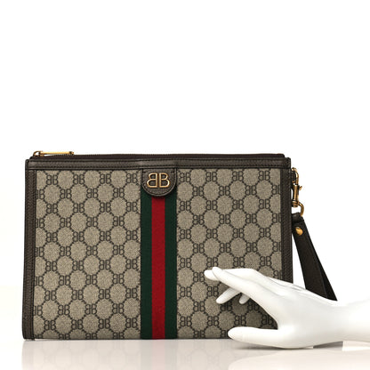 Gucci X BALENCIAGA BB Supreme Monogram Web Ophidia Wristlet Beige New Acero 2 of 8