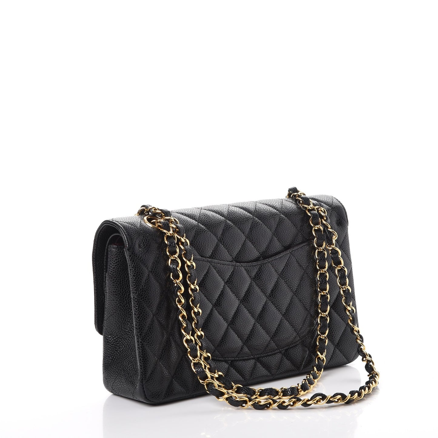 Caviar Quilted Medium Double Flap Black