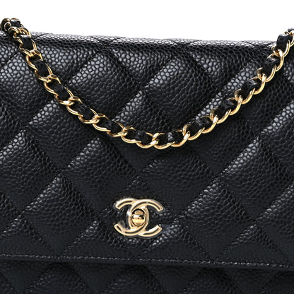 Chanel Caviar Quilted CC Turnlock Wallet On Chain WOC Black 9 of 12