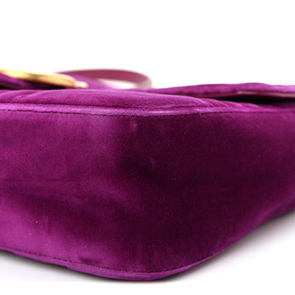Gucci Velvet Matelasse Medium GG Marmont Shoulder Bag Fuchsia Violet Cyclamen 10 of 10