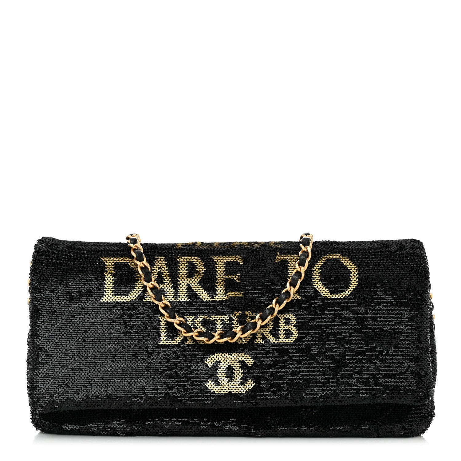 Chanel Sequin Paris Cosmopolite Dare To Disturb Flap Black Gold 1 of 10