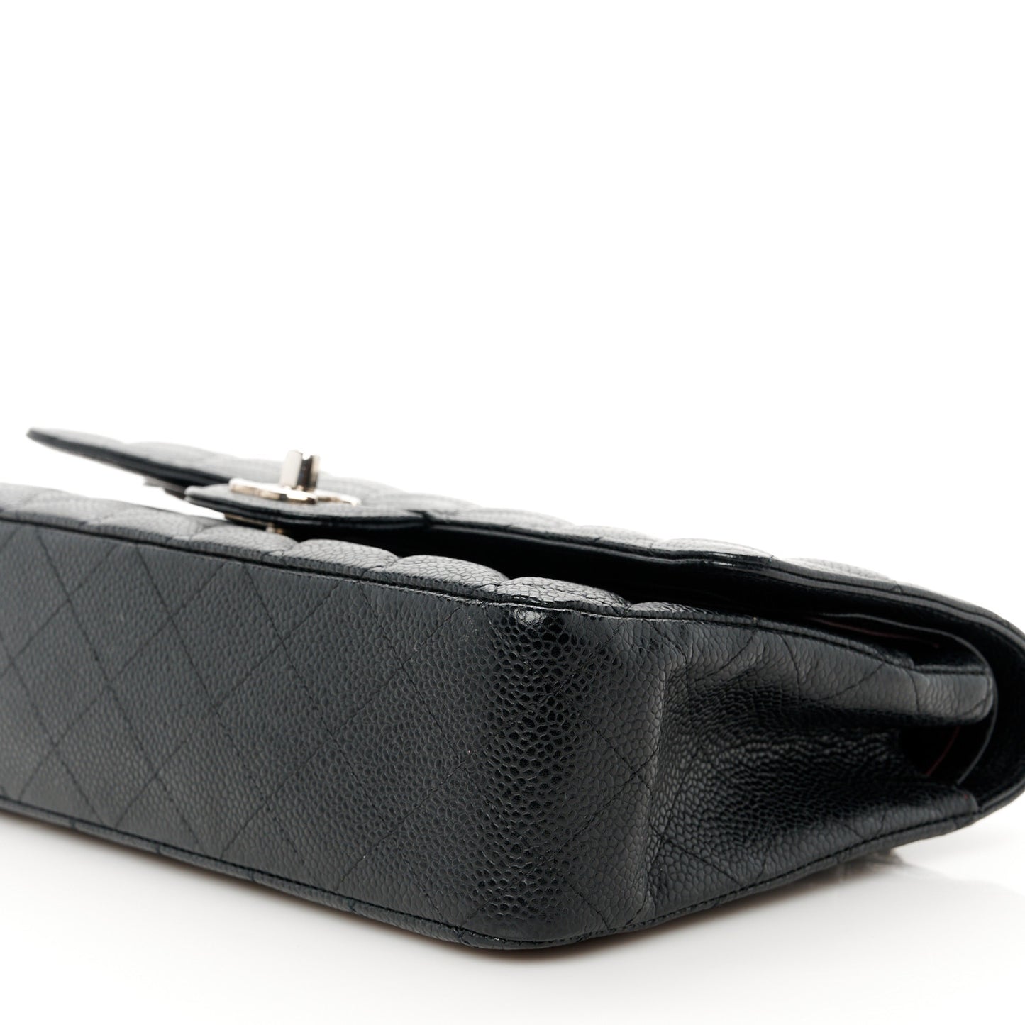 Caviar Quilted Medium Double Flap Black
