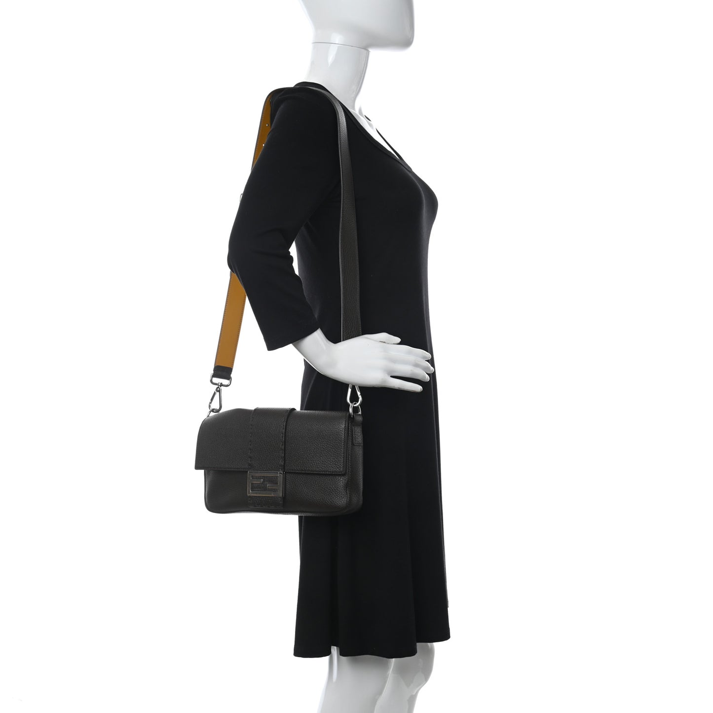 Calfskin Romano Selleria Belt Baguette Bag Ebano