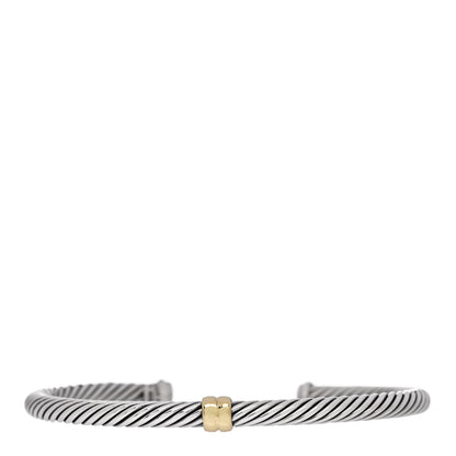 David Yurman Sterling Silver 18K Yellow Gold 4mm Single Station Cable Bracelet 1 of 3