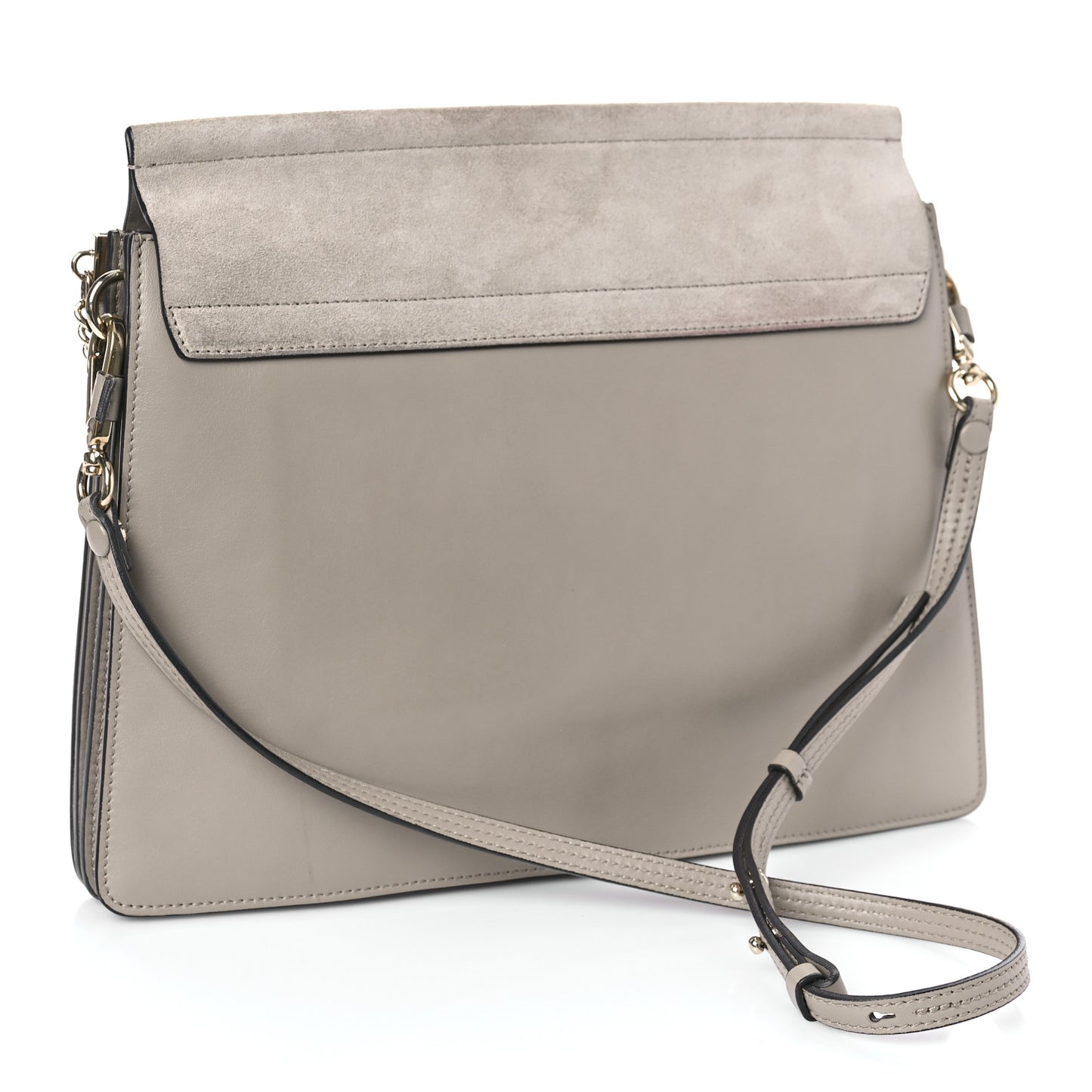 Calfskin Suede Medium Faye Shoulder Bag Motty Grey