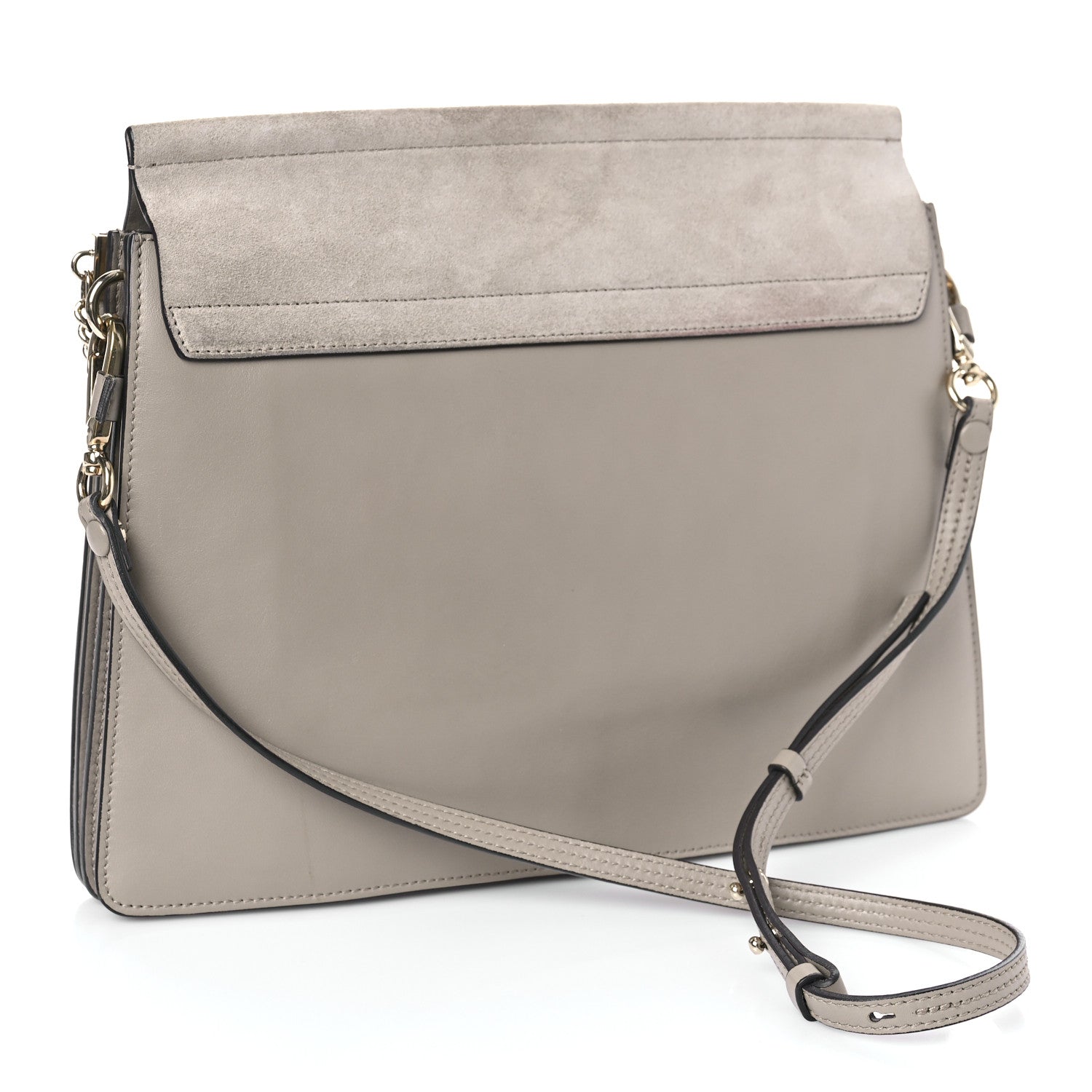 Chloe Calfskin Suede Medium Faye Shoulder Bag Motty Grey 3 of 9