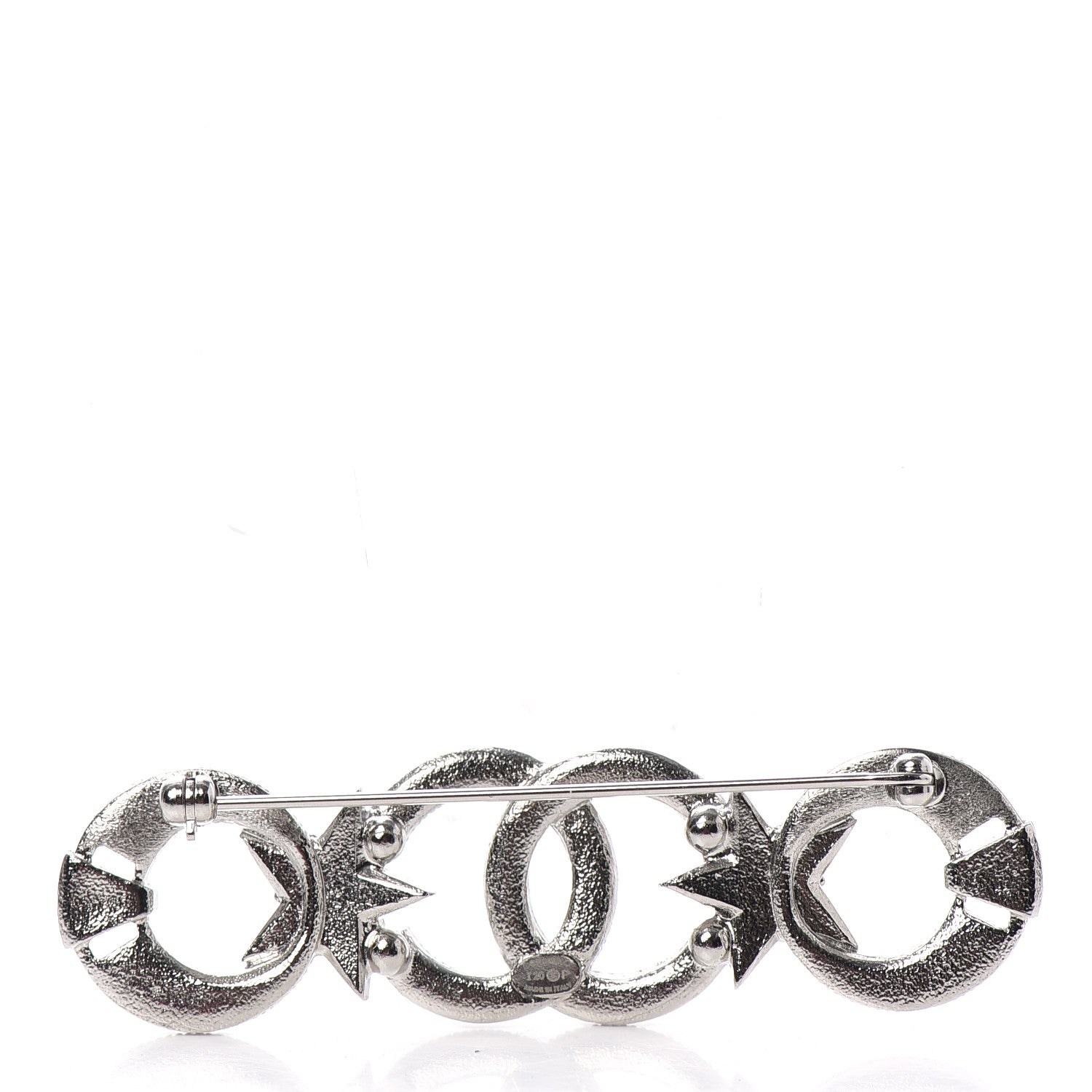 Chanel Crystal CC Star Brooch Silver 3 of 4