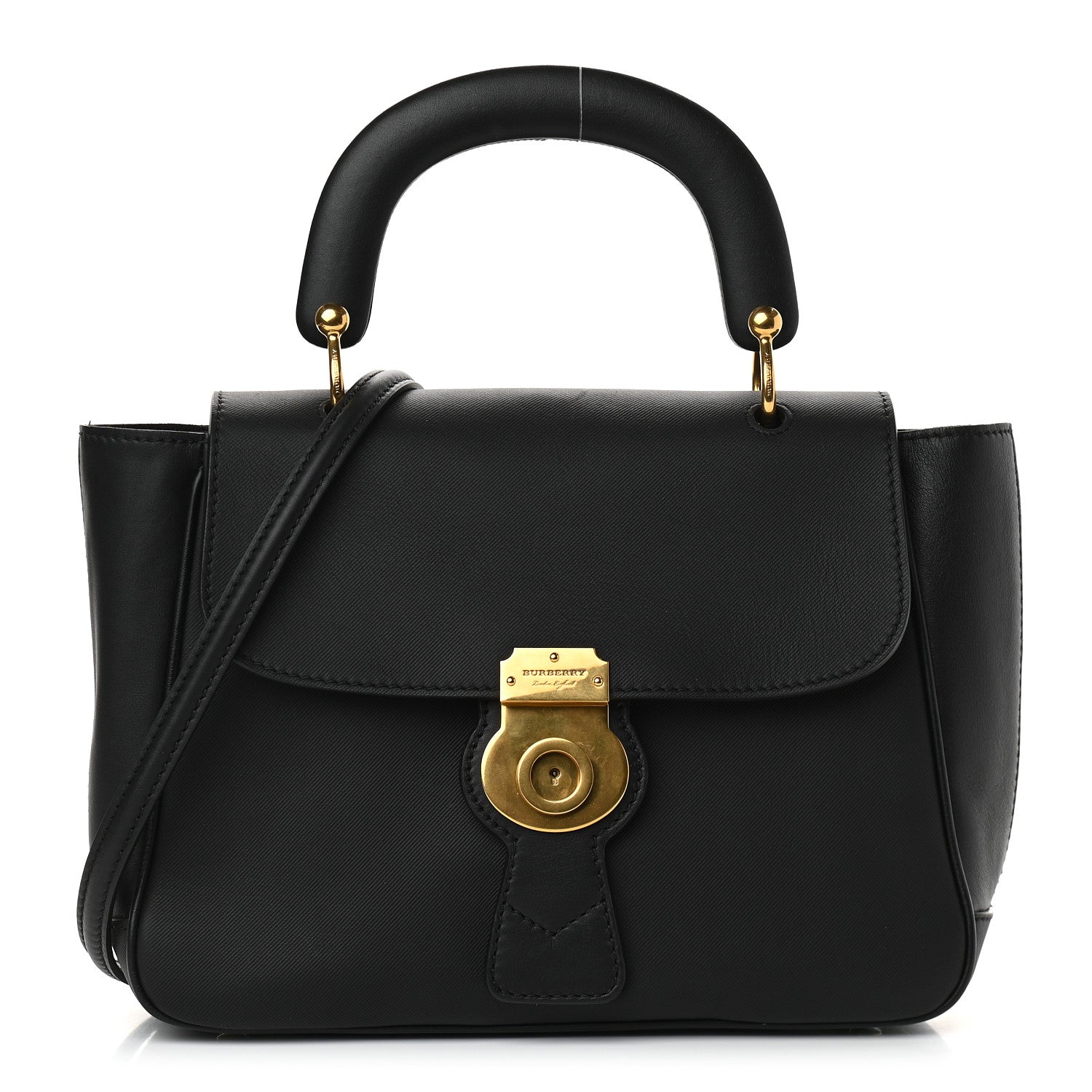 Burberry Trench Calfskin Medium DK88 Top Handle Bag Black 1 of 9