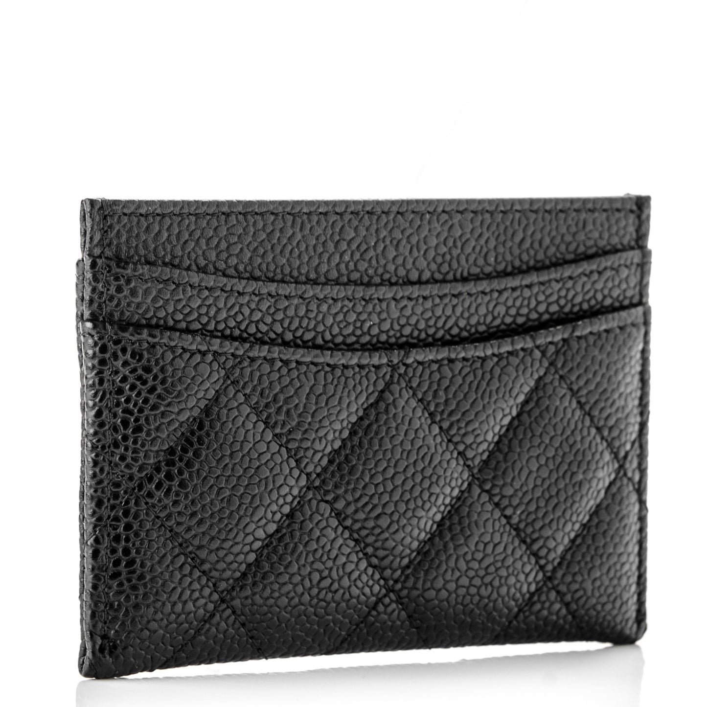 Caviar Quilted Card Holder Black