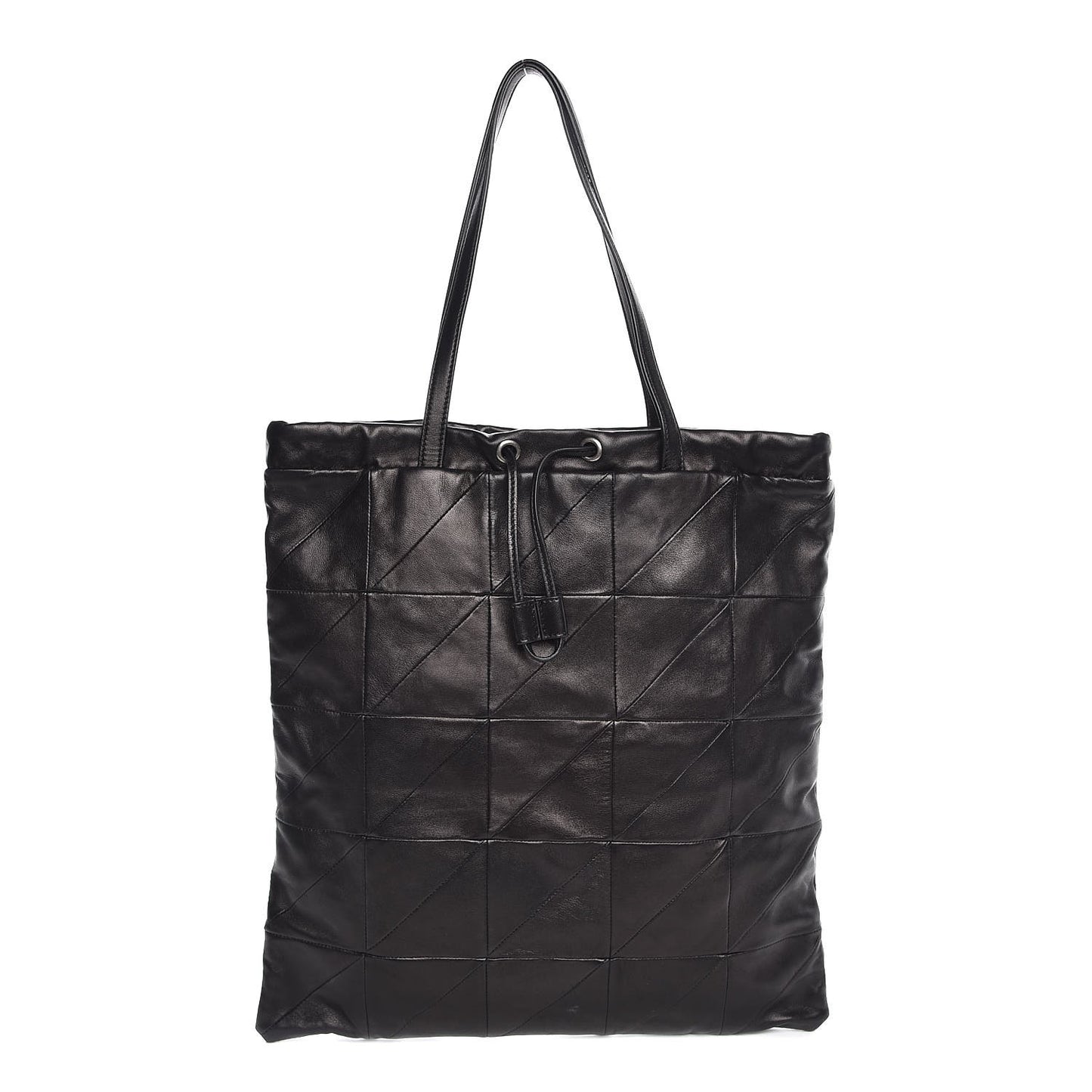Lambskin Patchwork Jamie Drawstring Bag Black