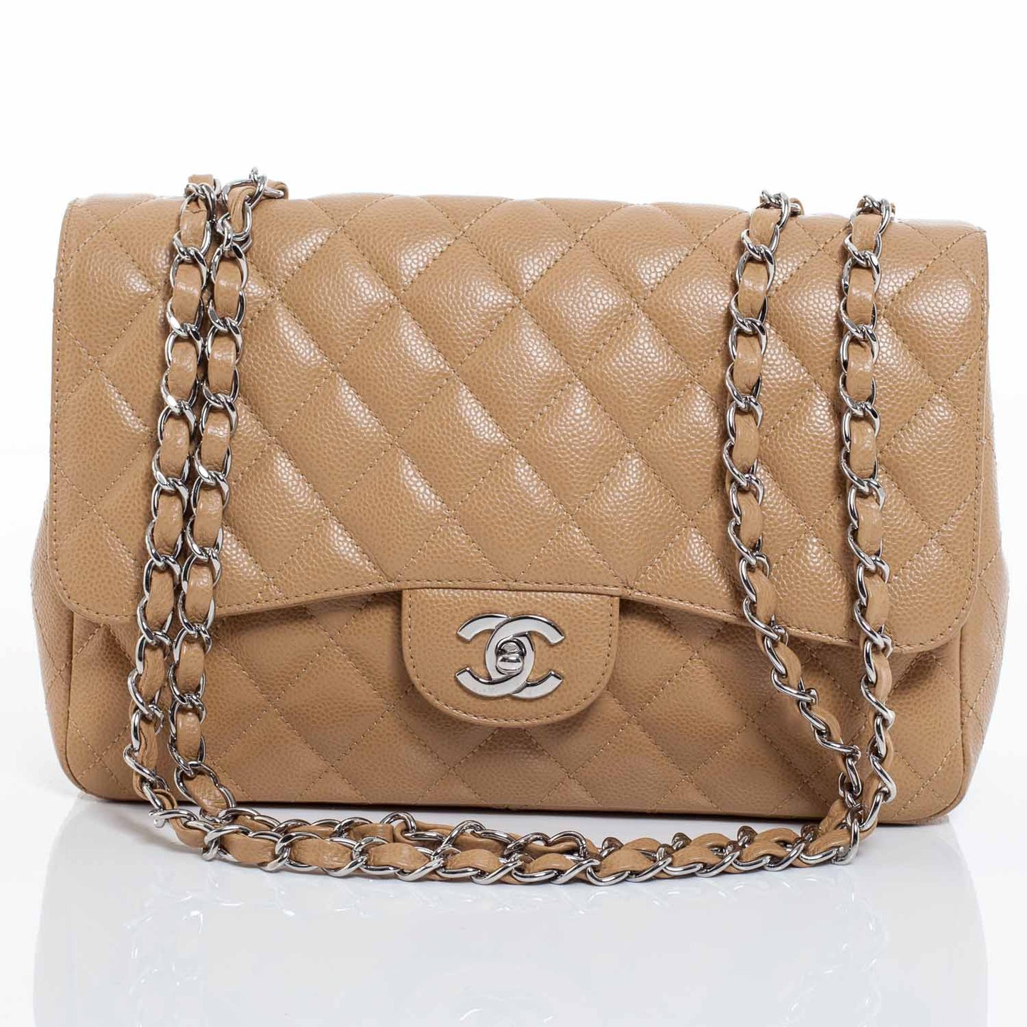 Caviar Jumbo Single Flap Dark Beige