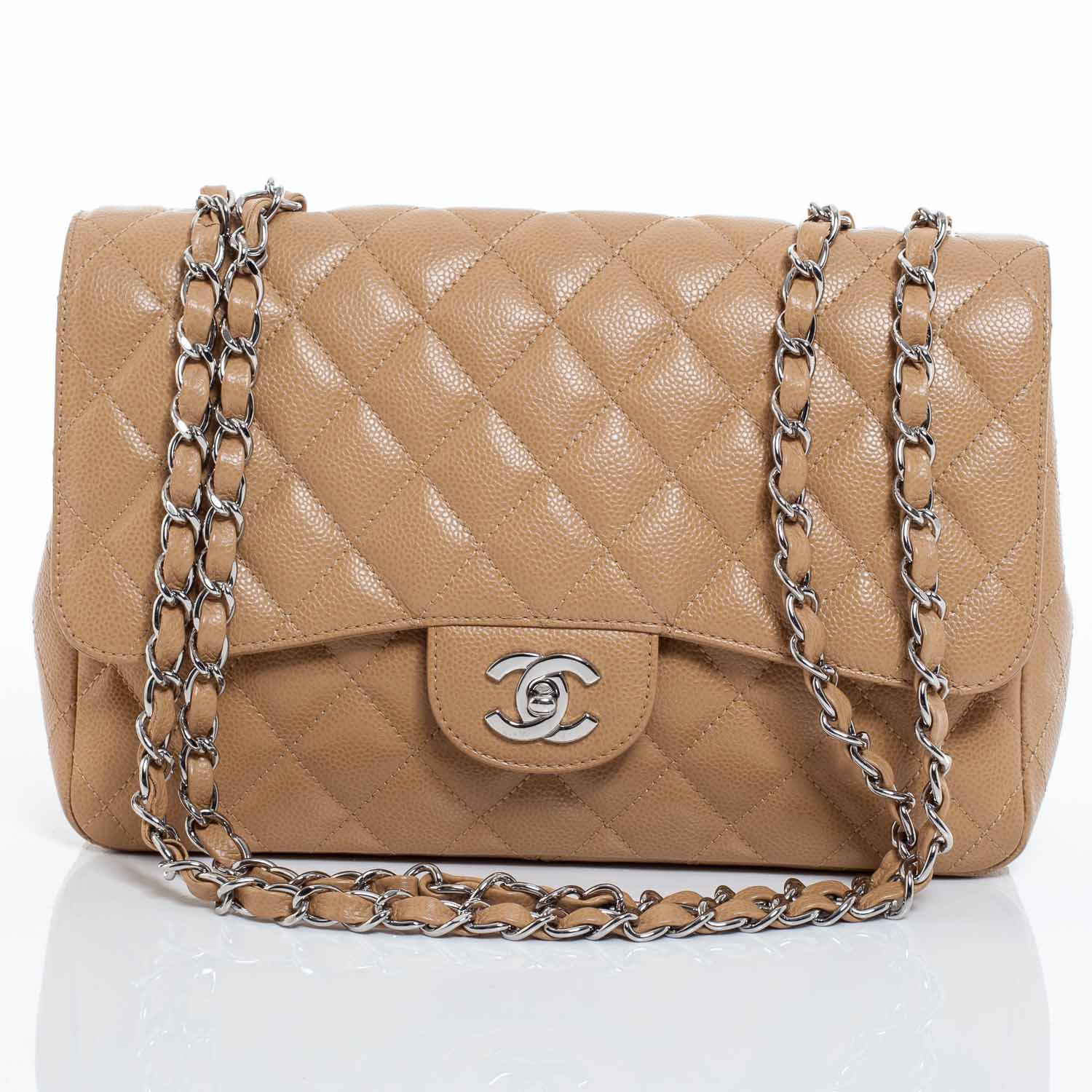Chanel Caviar Jumbo Single Flap Dark Beige 1 of 9