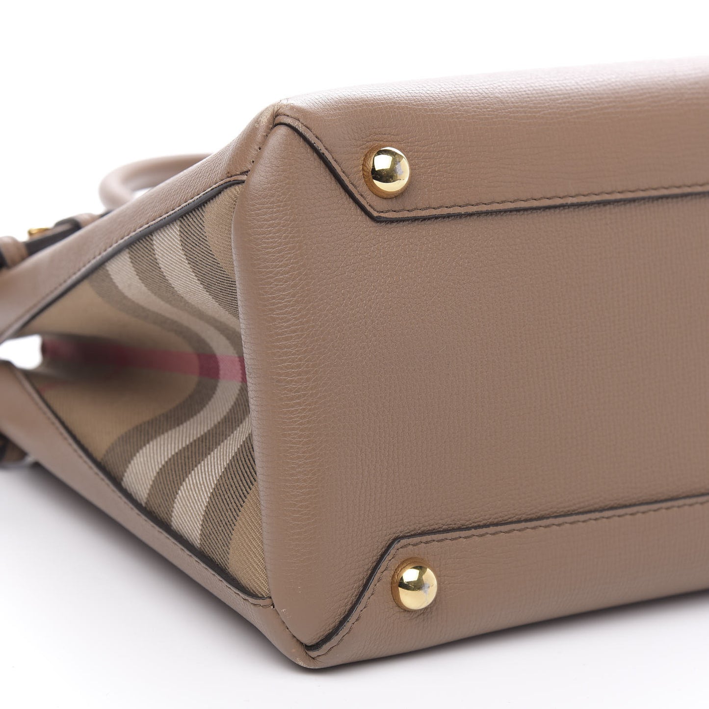 Grainy Calfskin House Check Medium Banner Tote Dark Sand