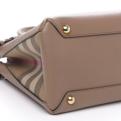 Burberry Grainy Calfskin House Check Medium Banner Tote Dark Sand 8 of 10