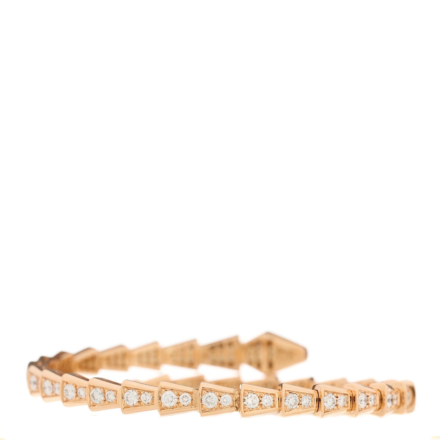 18K Rose Gold Diamond Serpenti Viper Pave Bracelet M