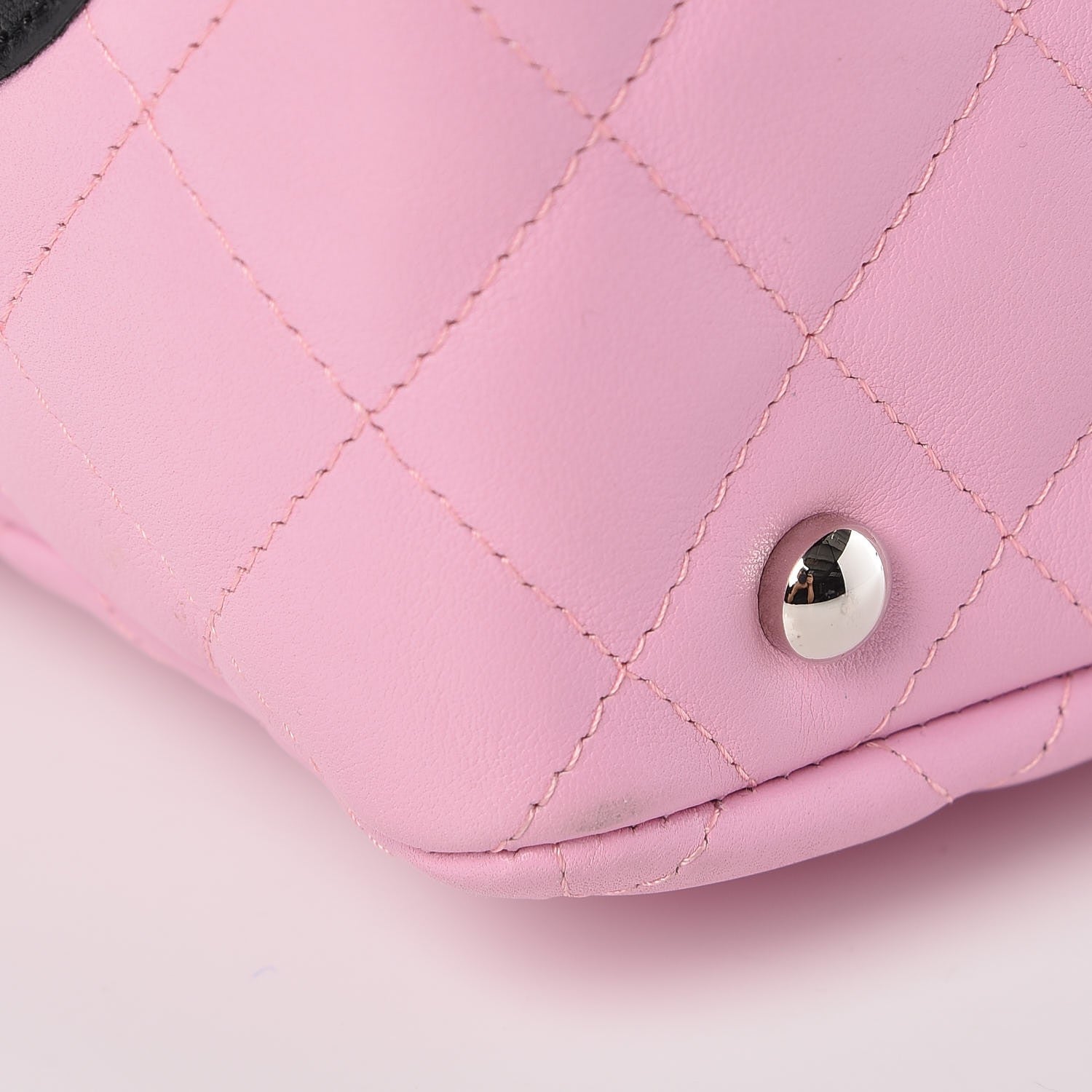 Chanel Calfskin Quilted Large Cambon Bowler Pink Black 12 of 14