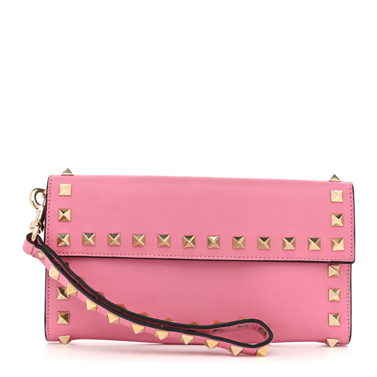 Valentino Garavani Vitello Rockstud Wristlet Travel Wallet Ninphea 1 of 10