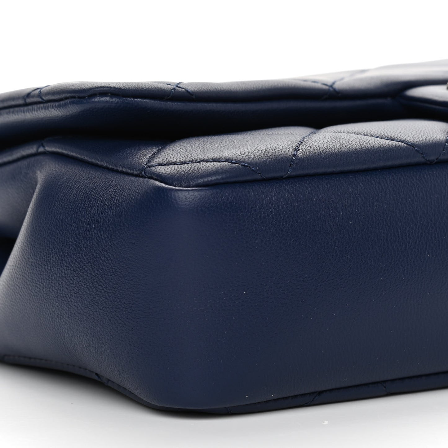 Lambskin Quilted Resin Bi-Color Chain Flap Bag Navy