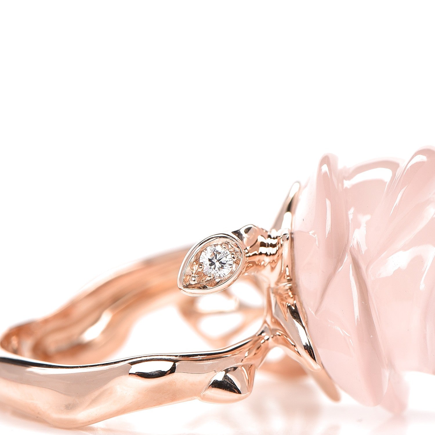 Christian Dior 18K Pink Gold Diamond Rose Quartz Dior Pre Catelan Ring 51 5.75 5 of 6