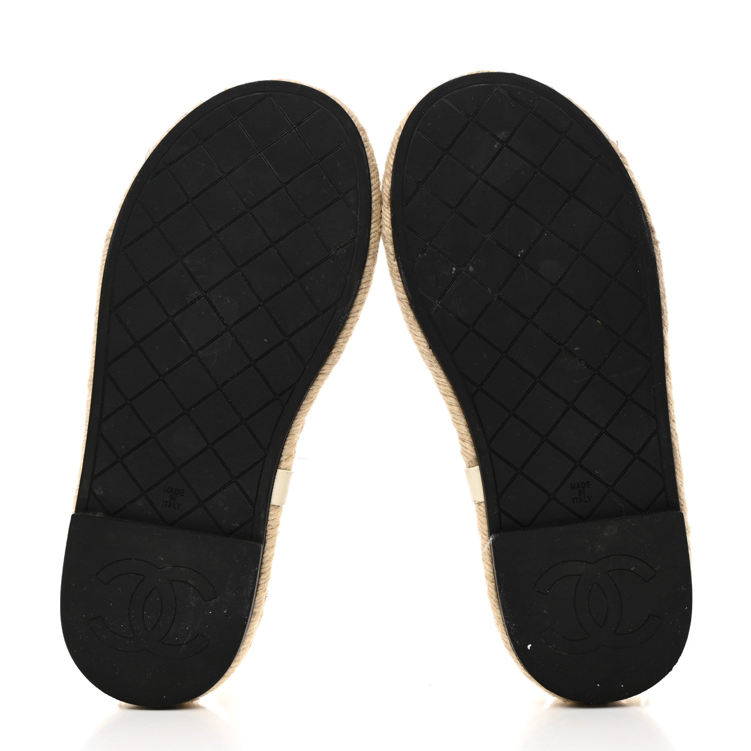 Chanel Lambskin Chain CC Thong Espadrille Sandals 37 White 5 of 8