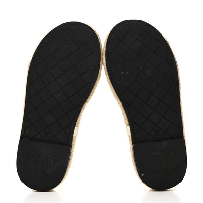 Chanel Lambskin Chain CC Thong Espadrille Sandals 37 White 5 of 8