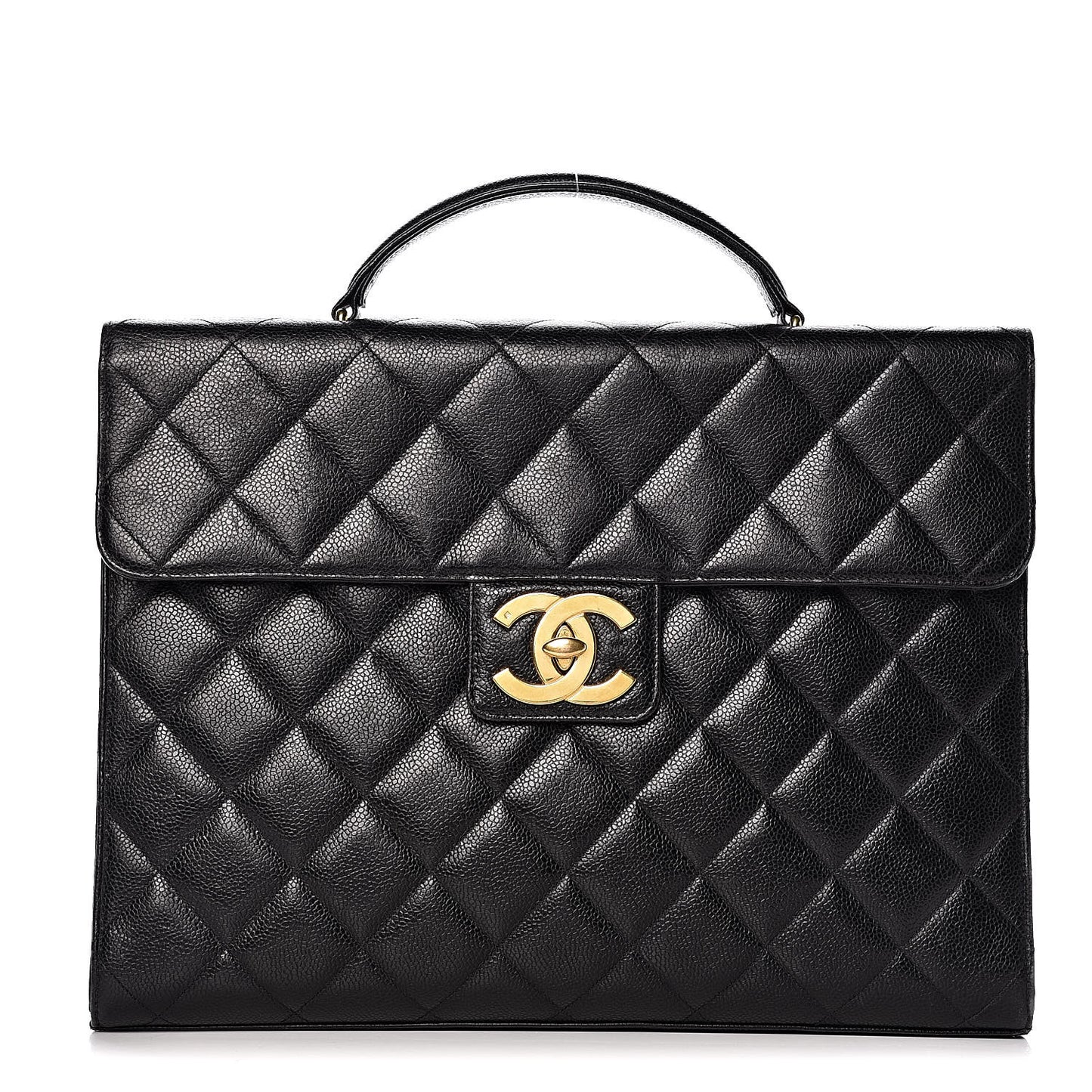 Caviar Quilted Briefcase Laptop Bag Black