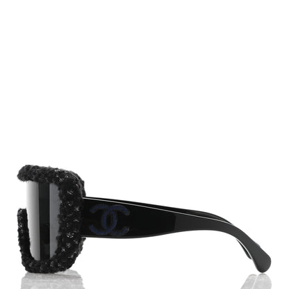 Chanel Tweed Shield Sunglasses 71367 Black 3 of 8