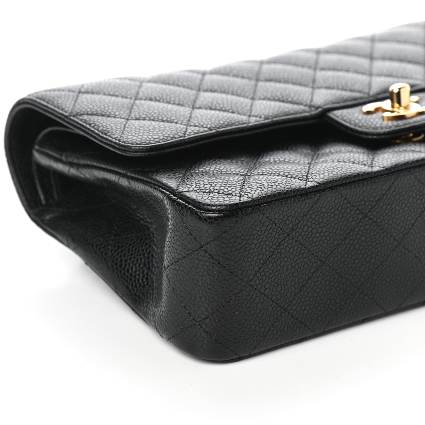 Caviar Quilted Medium Double Flap Black