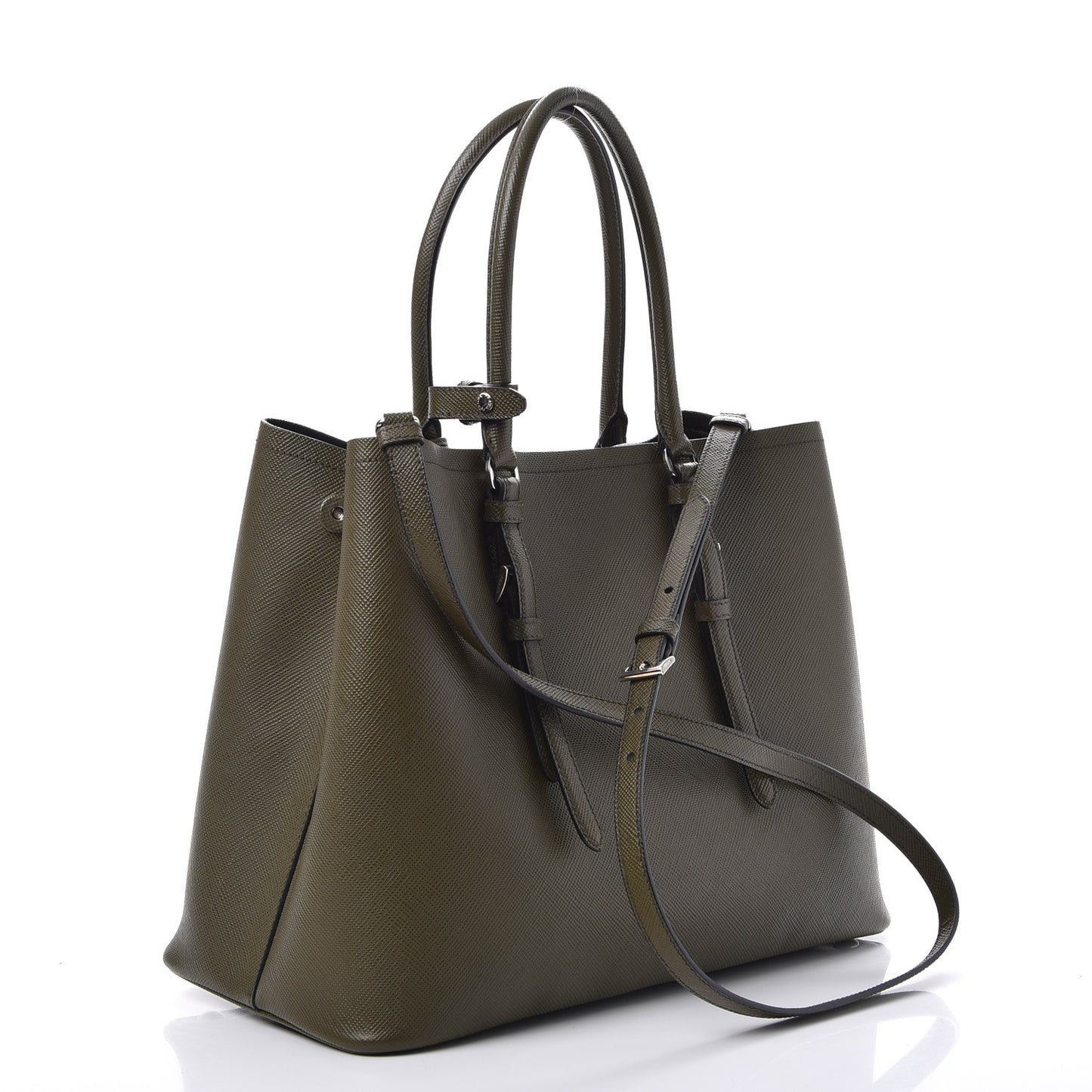 Saffiano Cuir Medium Double Bag Militare