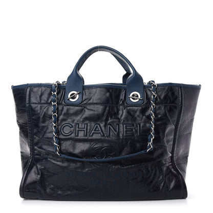 Chanel Glazed Calfskin Medium Deauville Tote Blue 1 of 10