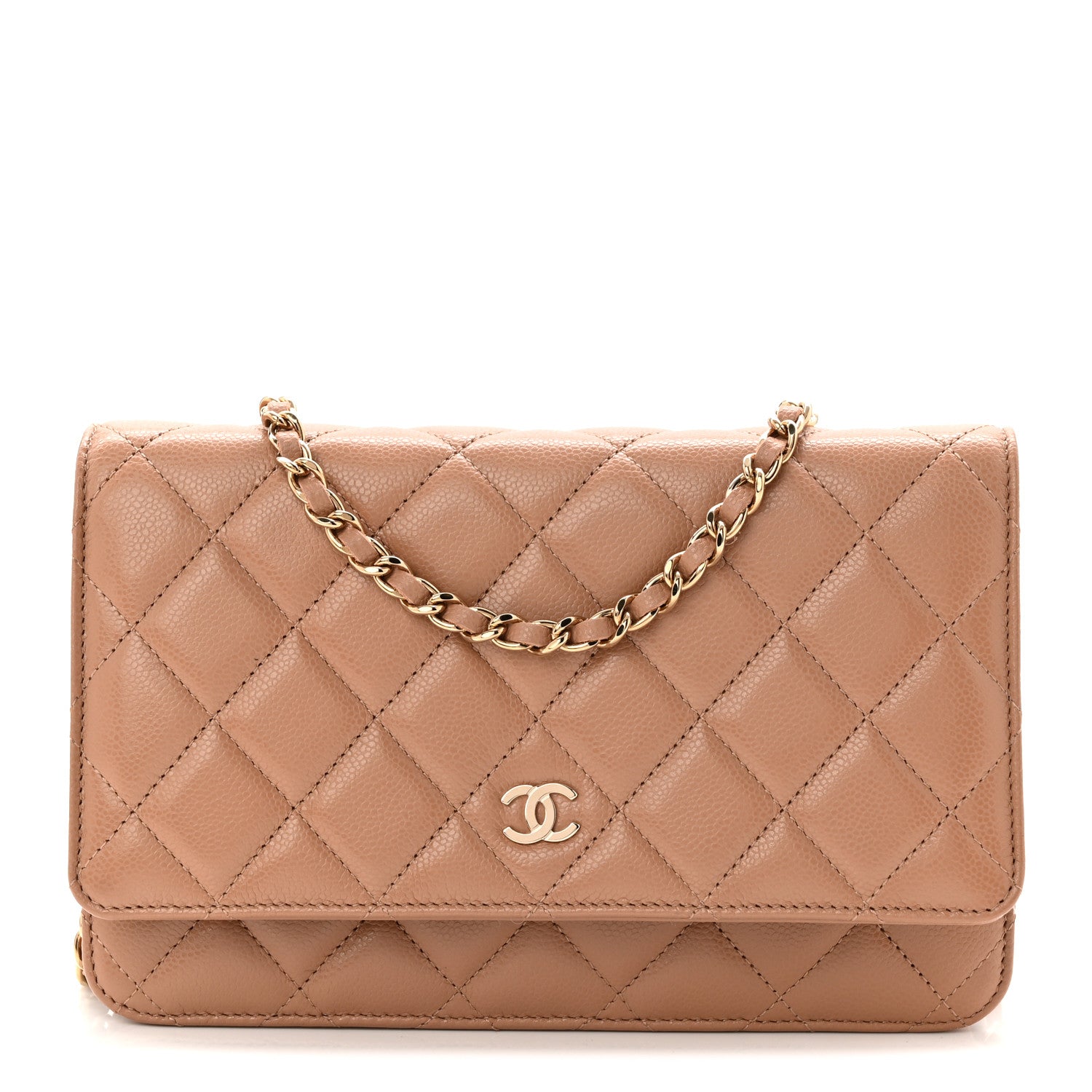 Chanel Caviar Quilted Wallet on Chain WOC Dark Beige 1 of 12