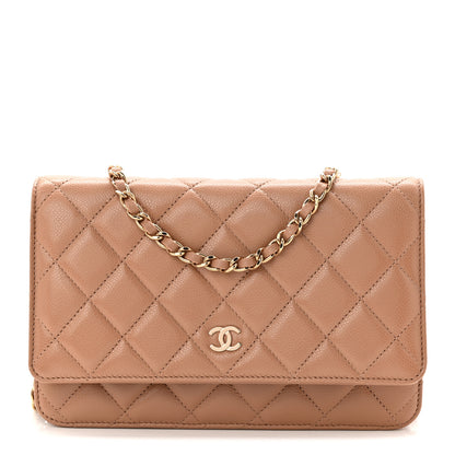 Chanel Caviar Quilted Wallet on Chain WOC Dark Beige 1 of 12