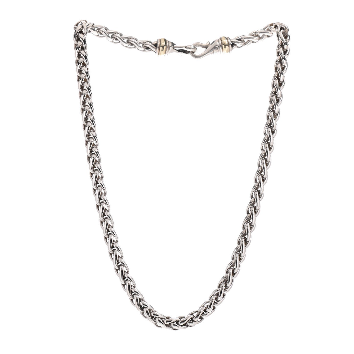 Sterling Silver 14K Yellow Gold 6mm Wheat Chain Necklace