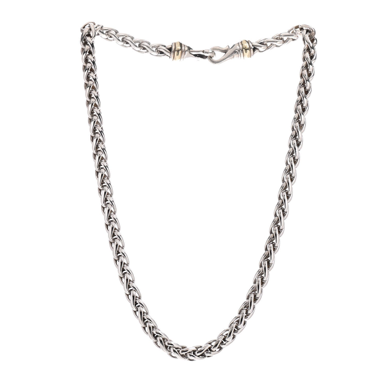 David Yurman Sterling Silver 14K Yellow Gold 6mm Wheat Chain Necklace 2 of 3