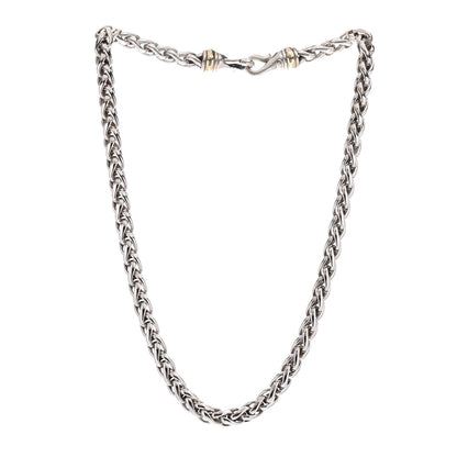 David Yurman Sterling Silver 14K Yellow Gold 6mm Wheat Chain Necklace 2 of 3