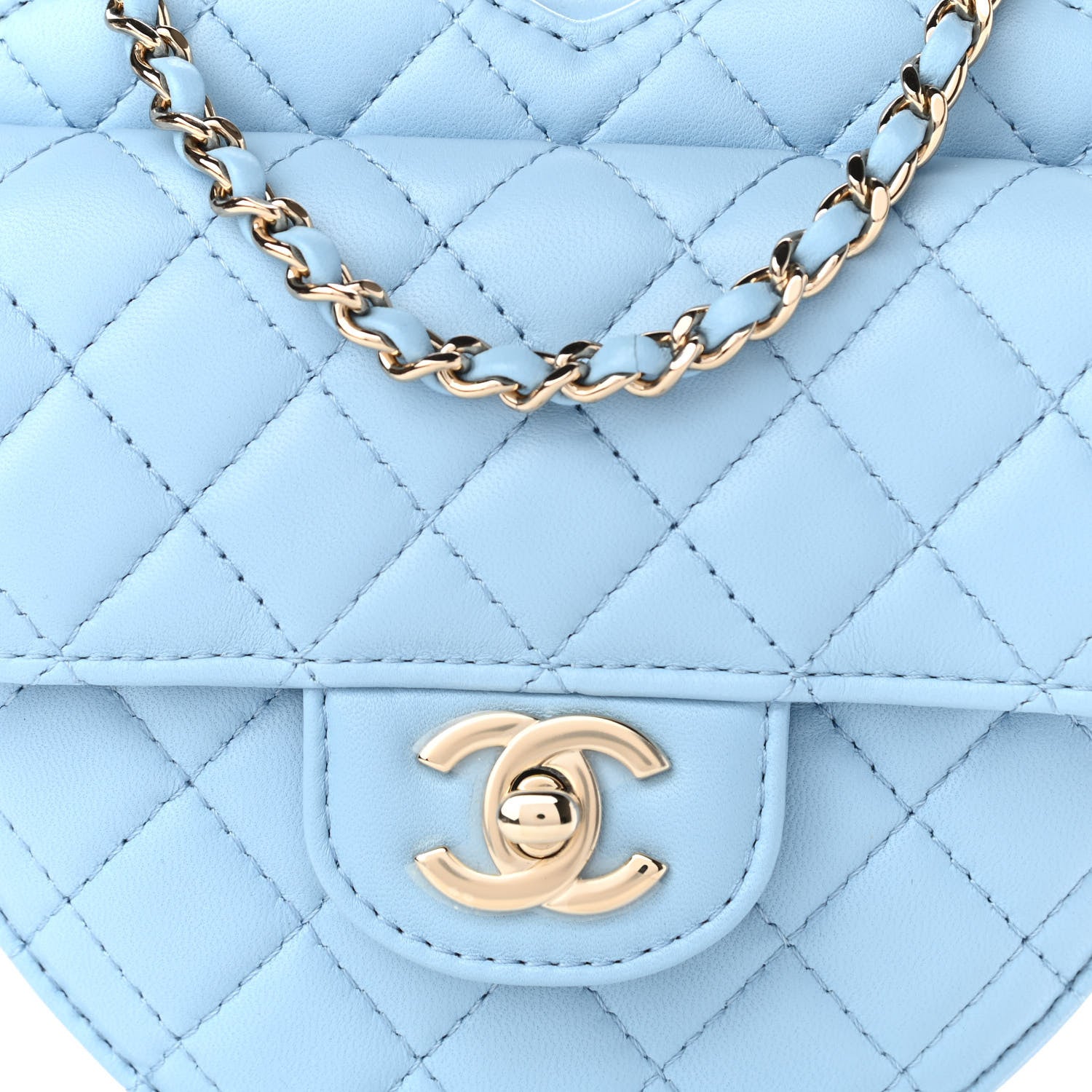 Chanel Lambskin Quilted CC In Love Heart Bag Light Blue 14 of 21