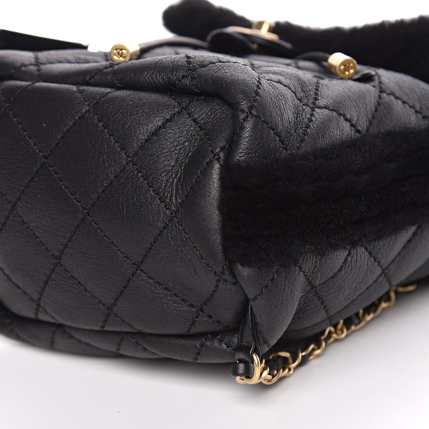 Chanel Lambskin Shearling Quilted CC Backpack Black 6 of 9