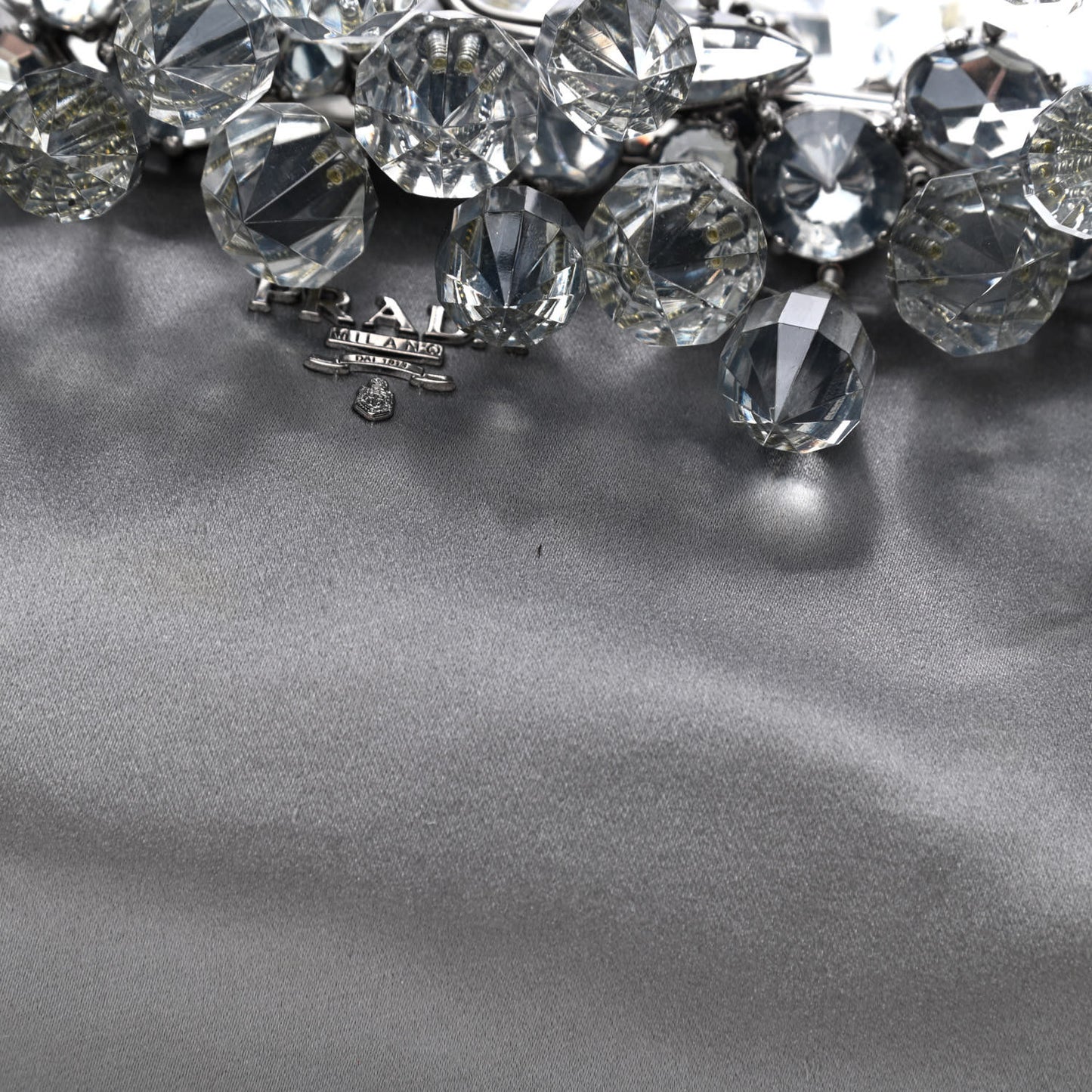 Satin Crystal Clutch Grafite