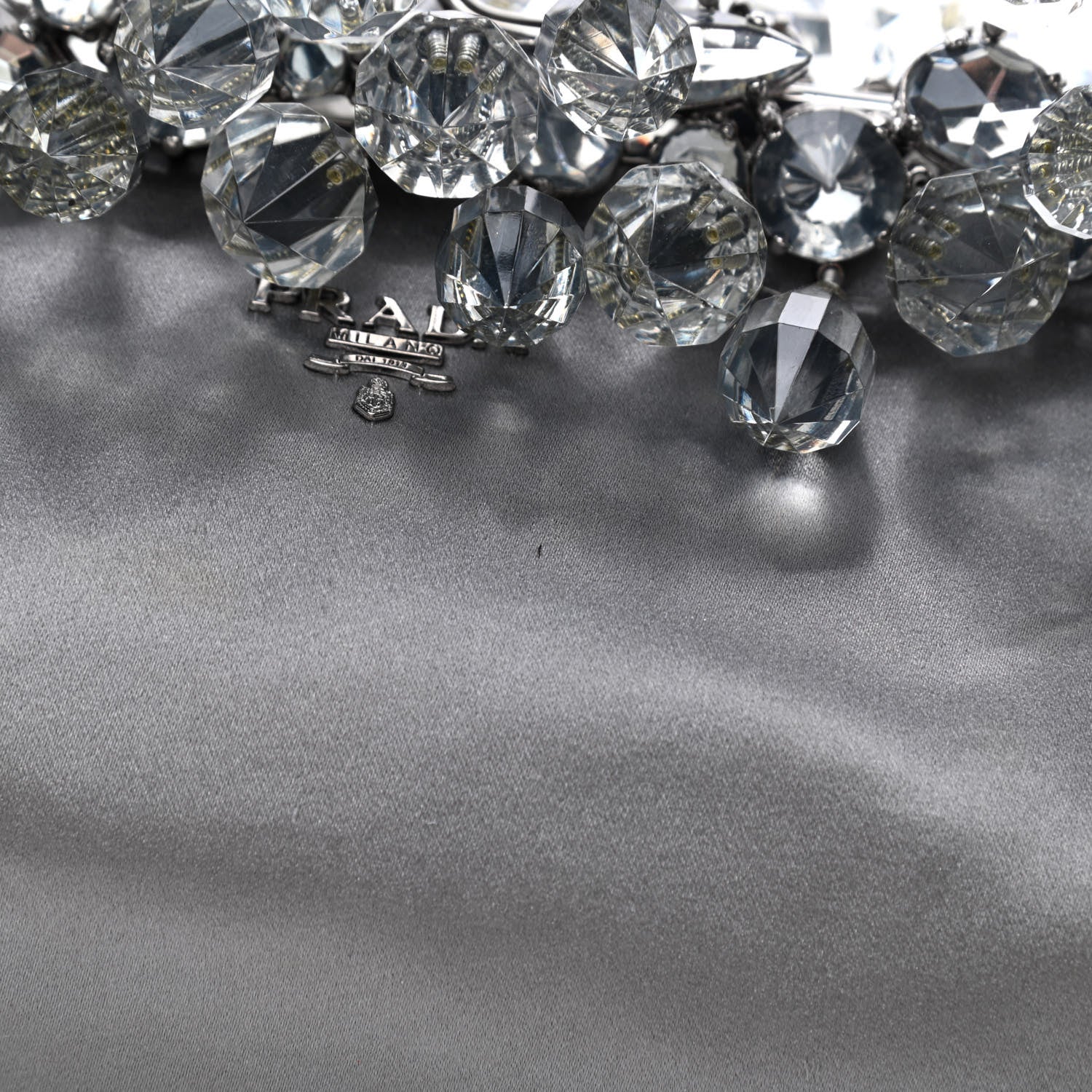 Prada Satin Crystal Clutch Grafite 11 of 13