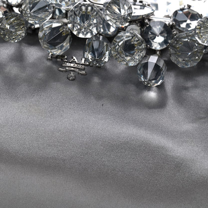 Prada Satin Crystal Clutch Grafite 11 of 13