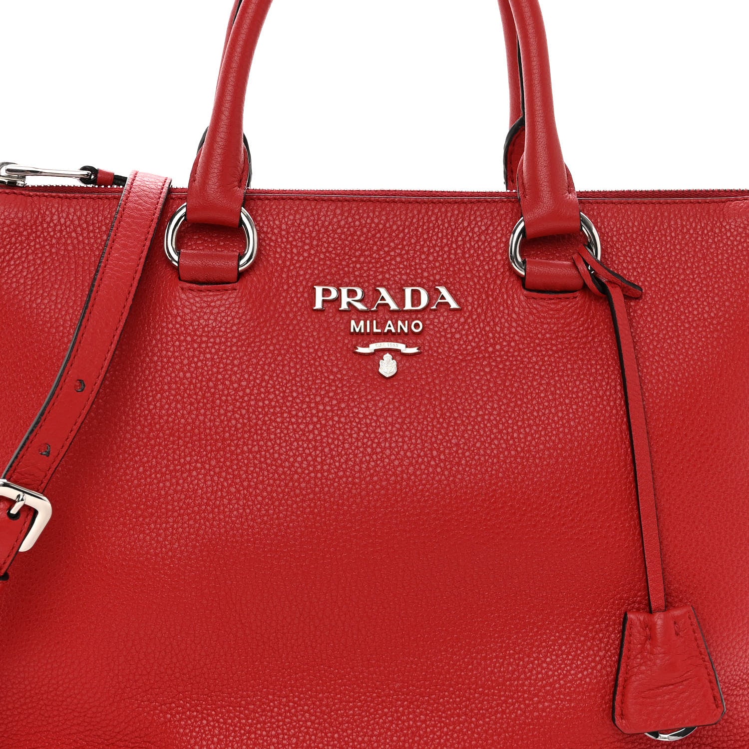 Prada Vitello Phenix Top Handle Bag Rosso 7 of 10