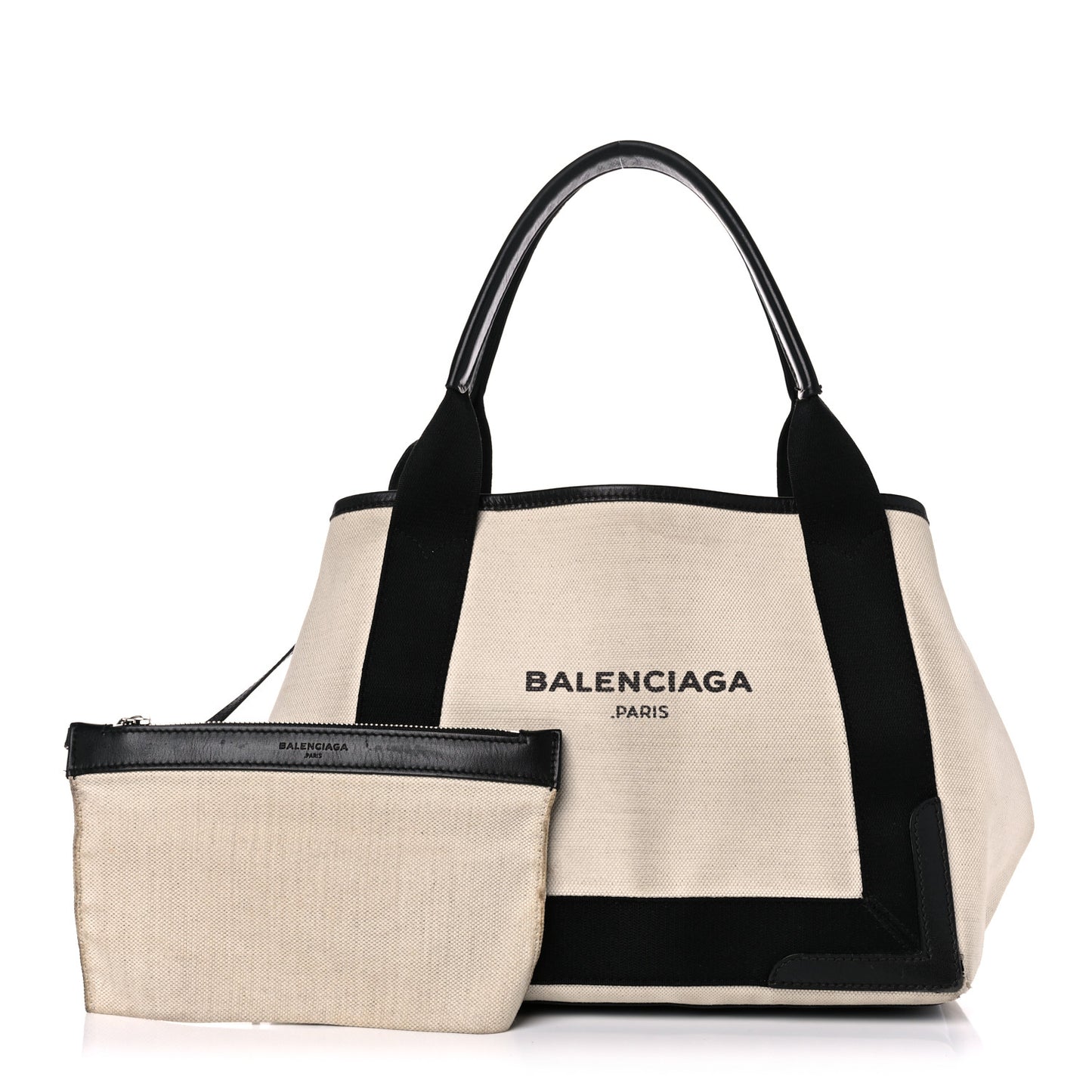 Cotton Canvas Satin Calfskin S Navy Cabas Natural Black