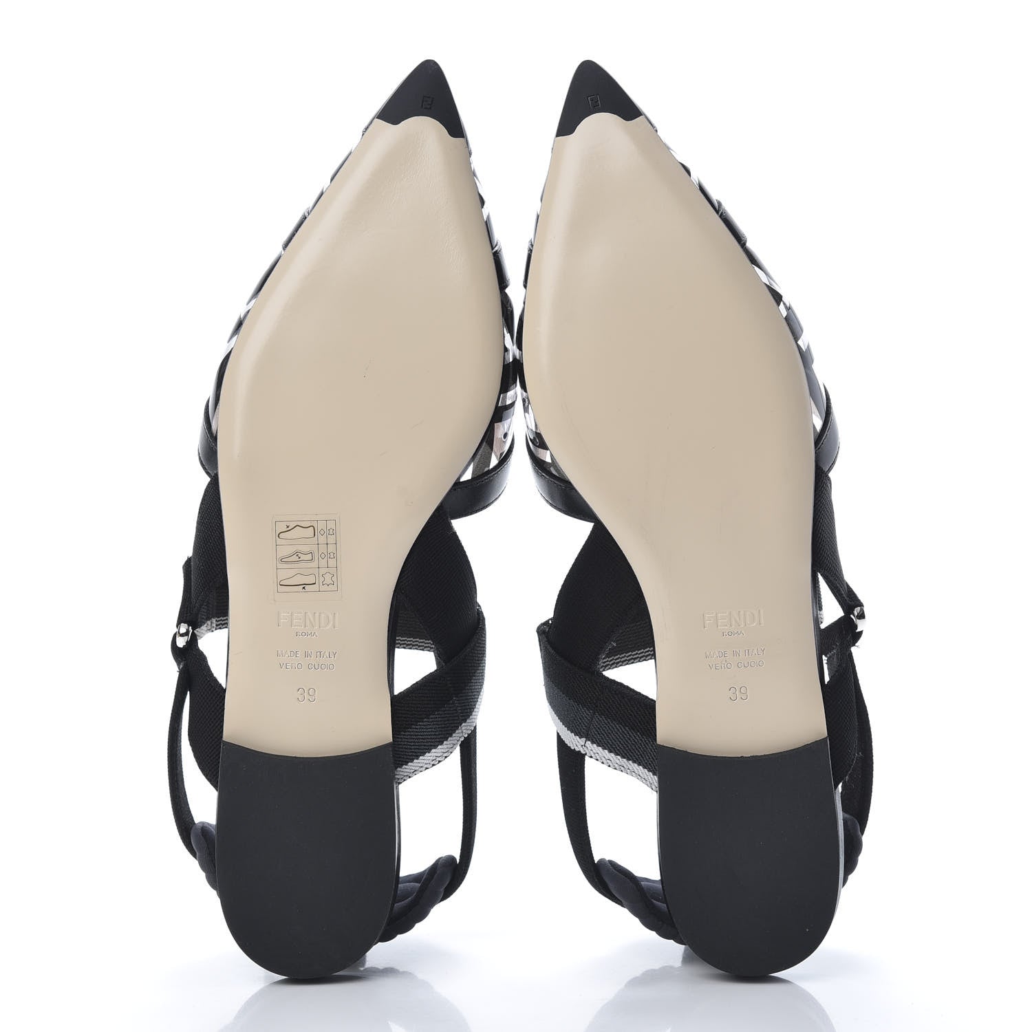 Fendi PVC Calfskin FF Colibri Slingback Ballerina Flats 39 Black 5 of 8